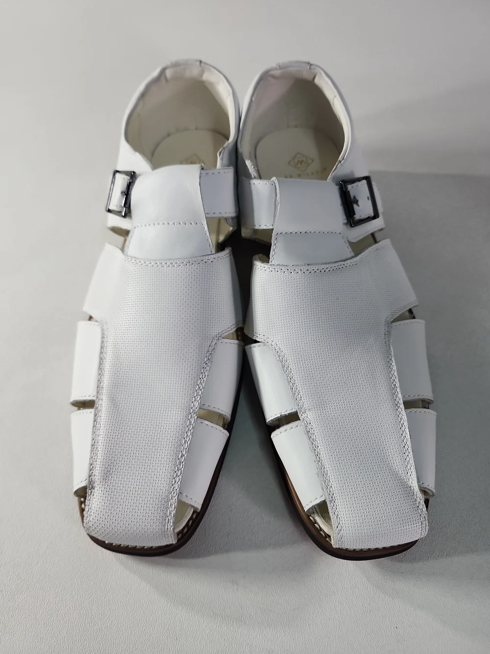Milano White Men’s Fisherman Sandals with Buckle